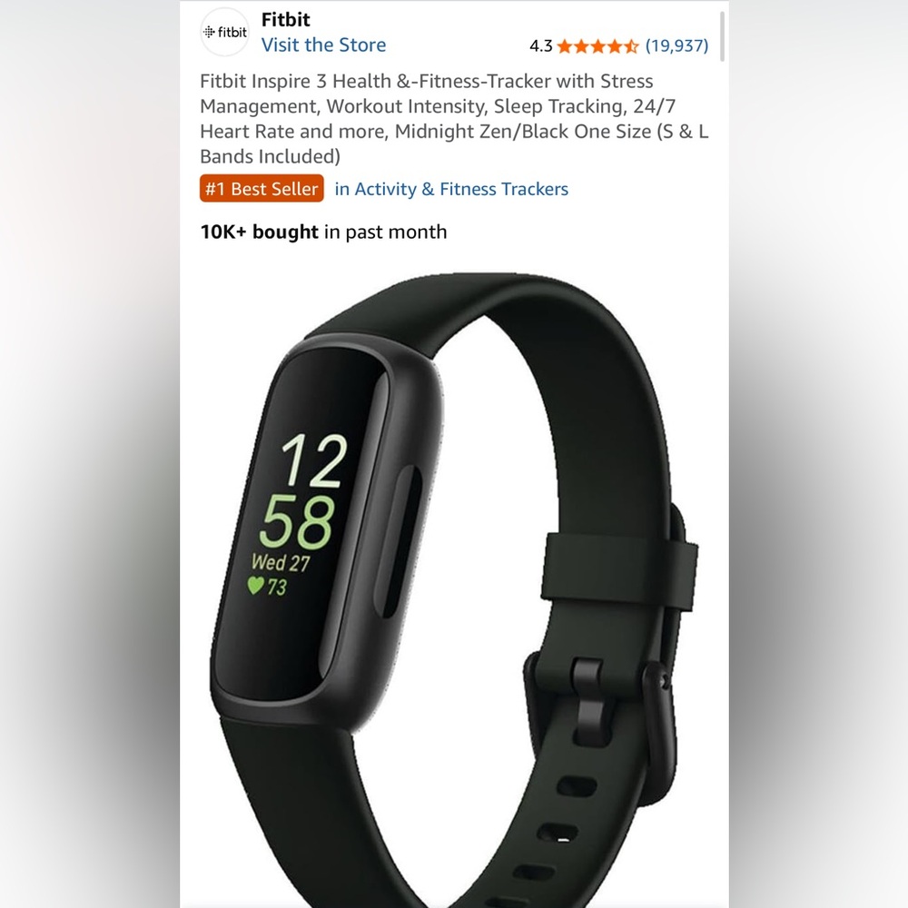 Fitbit Inspire 3 Midnight Zen Smartwatch great condition